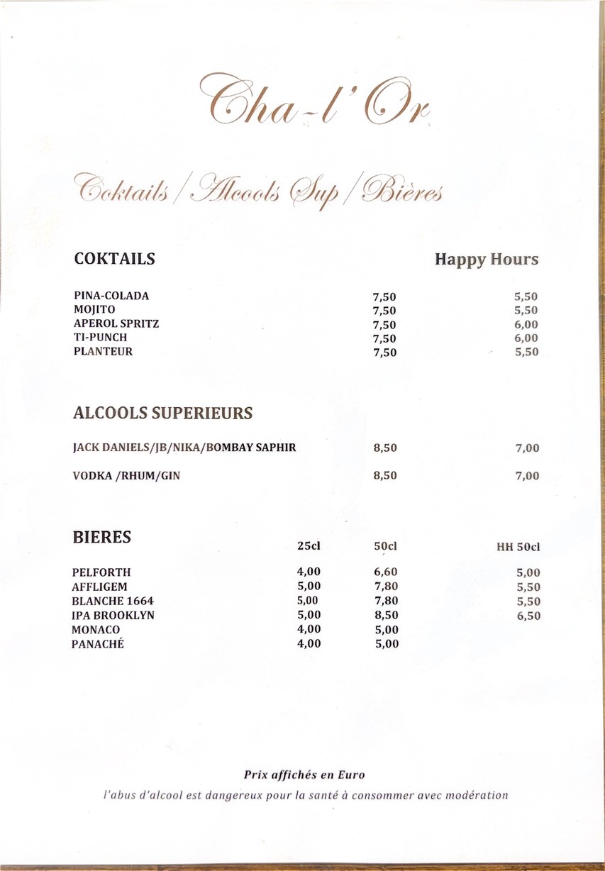 Cha-L'Or menu 4