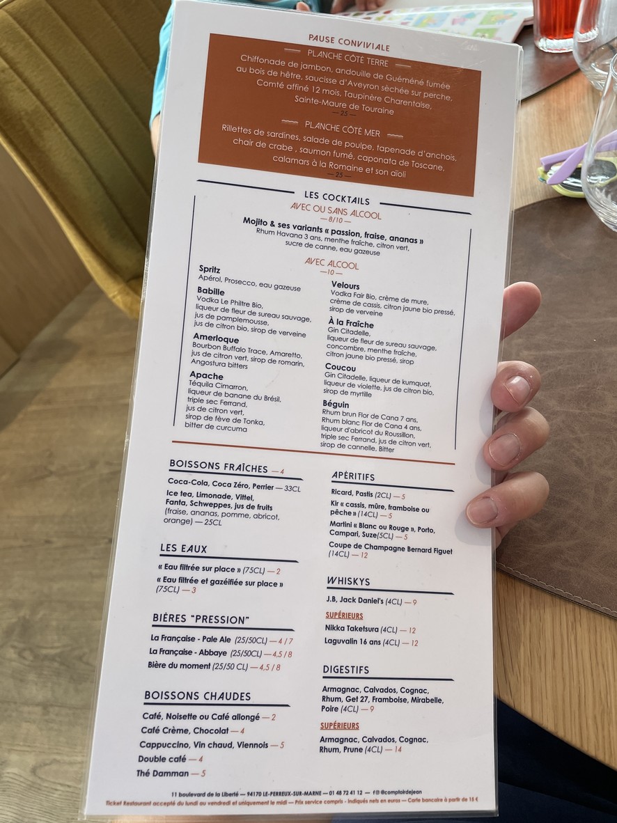 Le comptoir de Jean menu 2