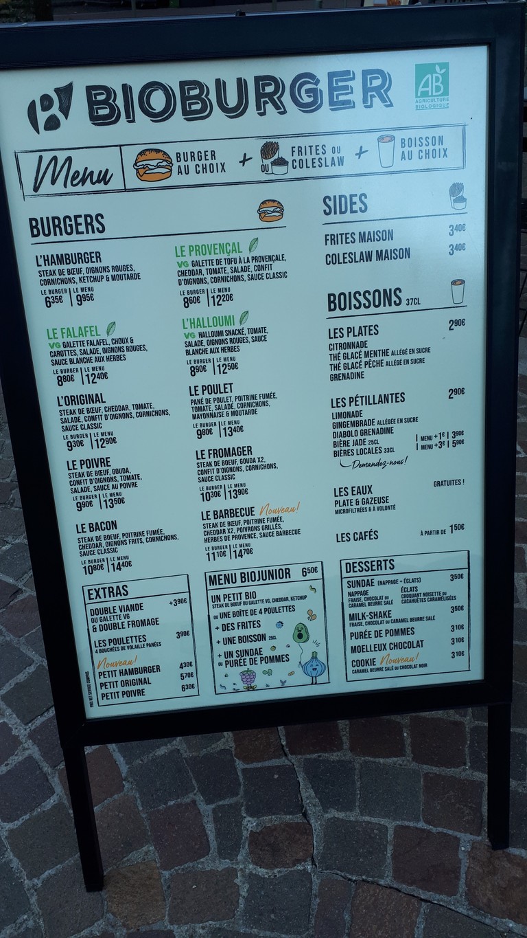 Bioburger Issy-Val-de-Seine menu 1