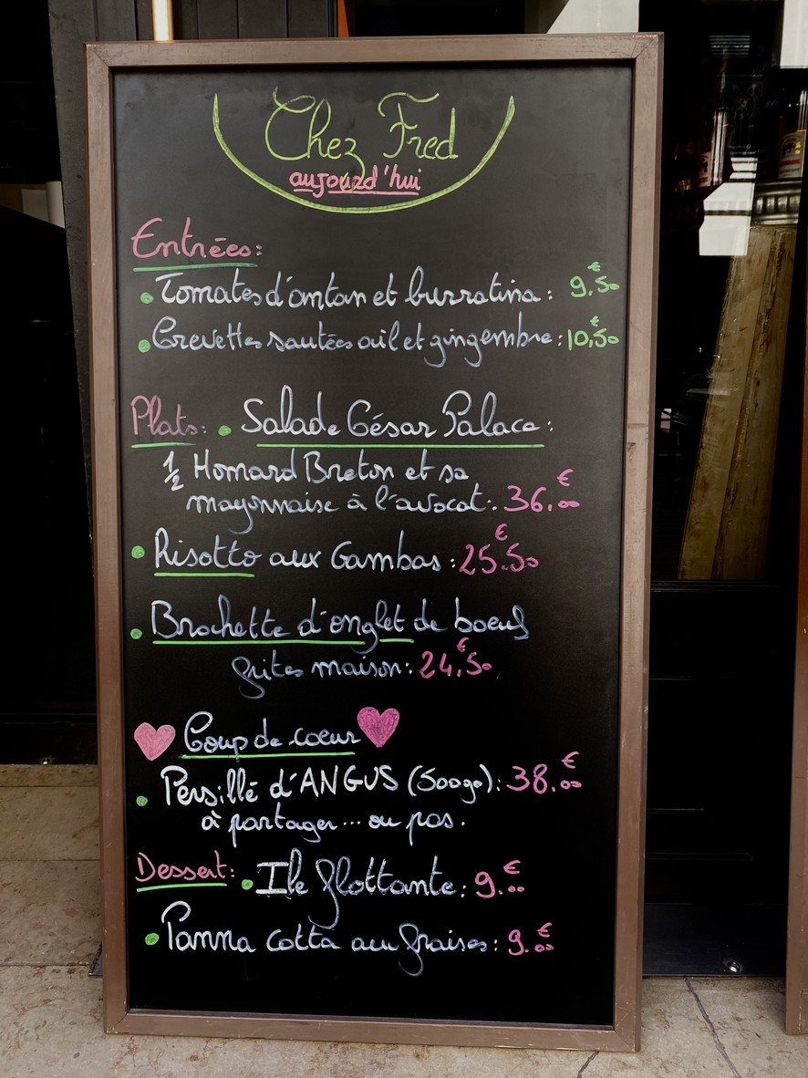 Chez Fred Levallois menu 2