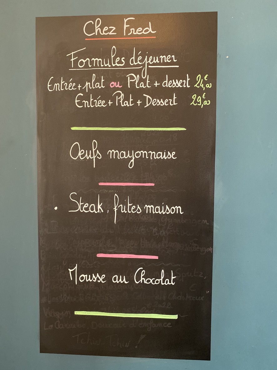 Chez Fred Levallois menu 3