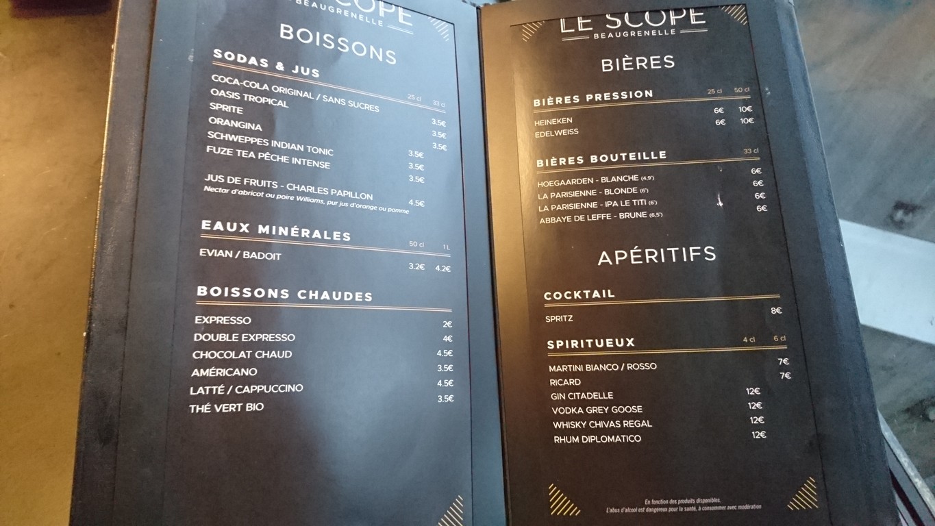 Pathé Café - Beaugrenelle menu 1