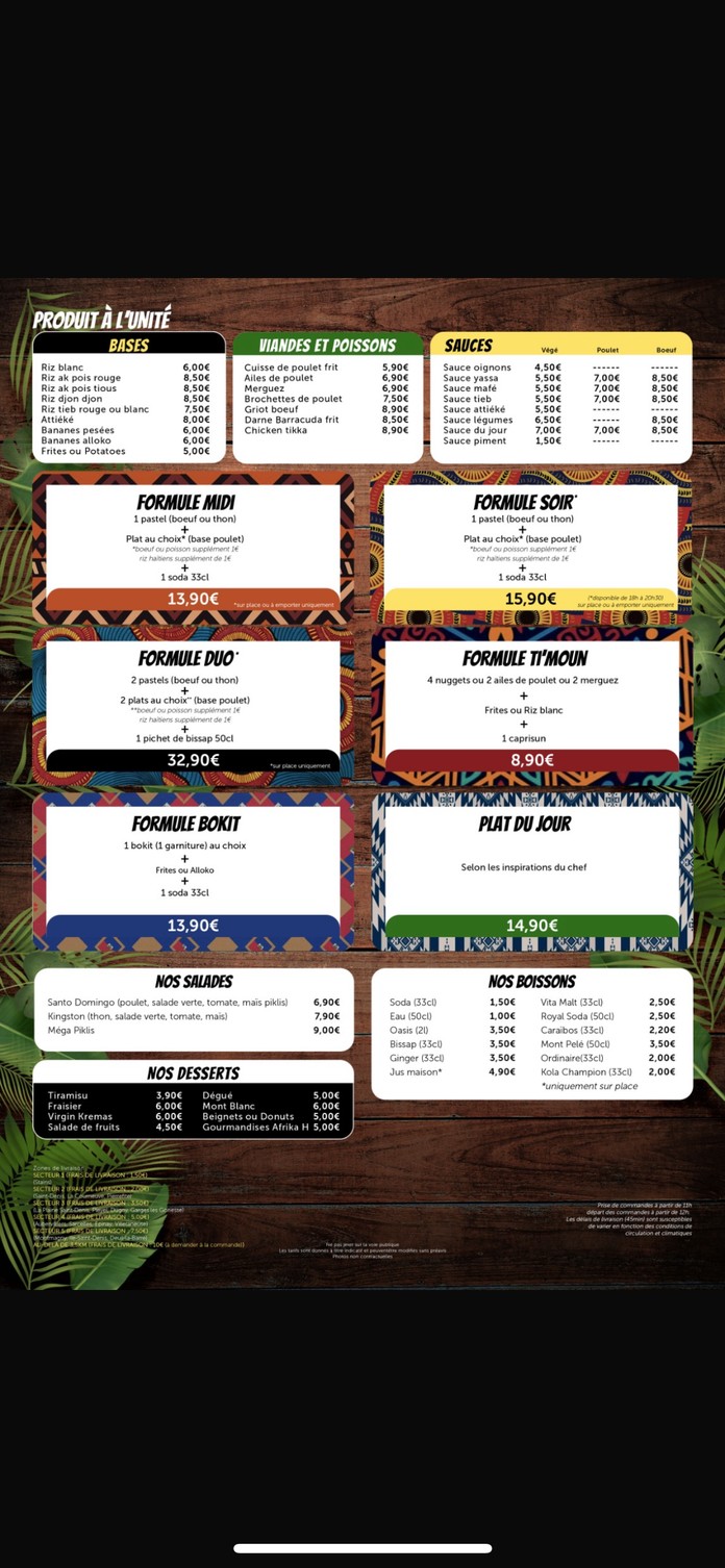 Planète Afrika Haïti menu 2