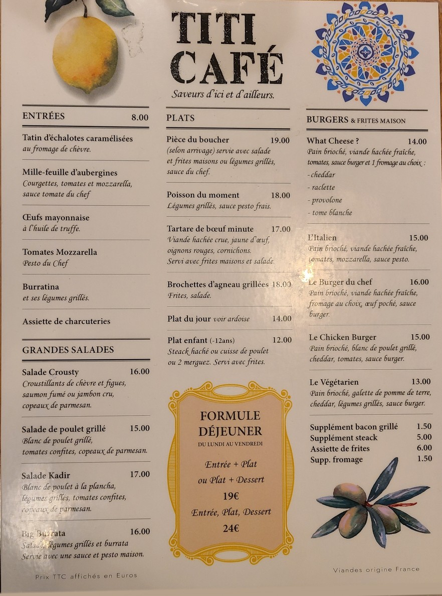 Le Titi Touareg menu 1