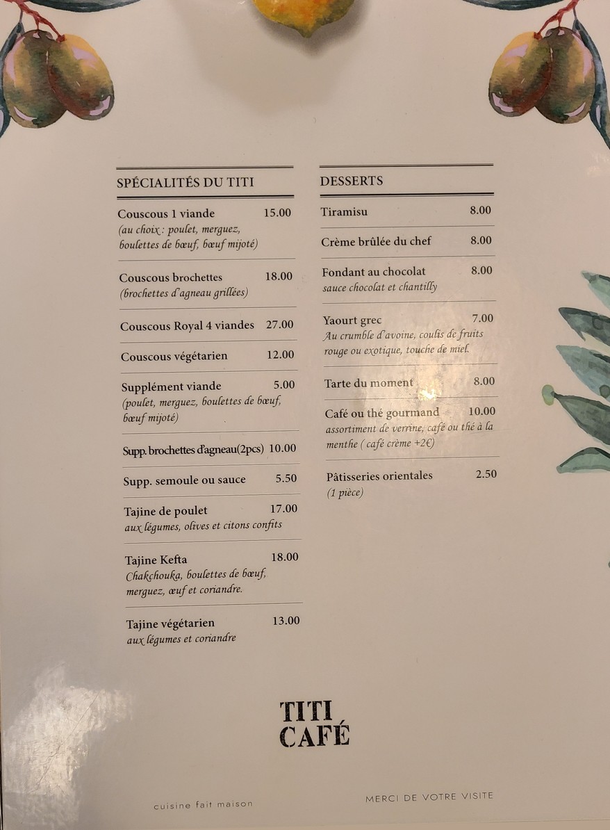 Le Titi Touareg menu 2
