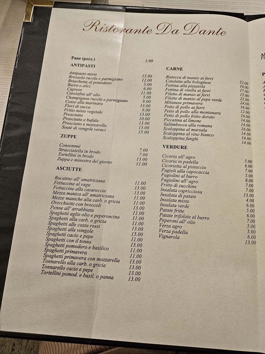 Ristorante Da Dante menu 1