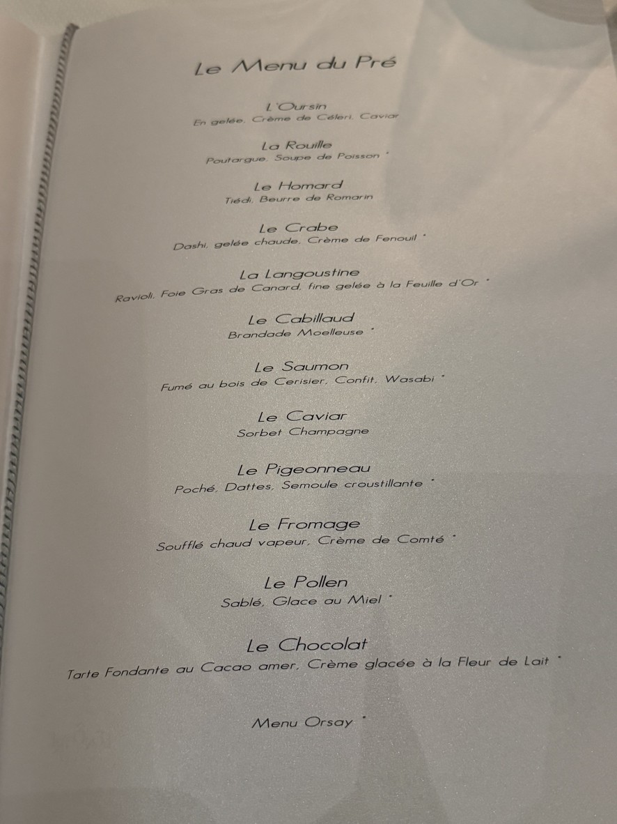 Le Pré Catelan menu 2