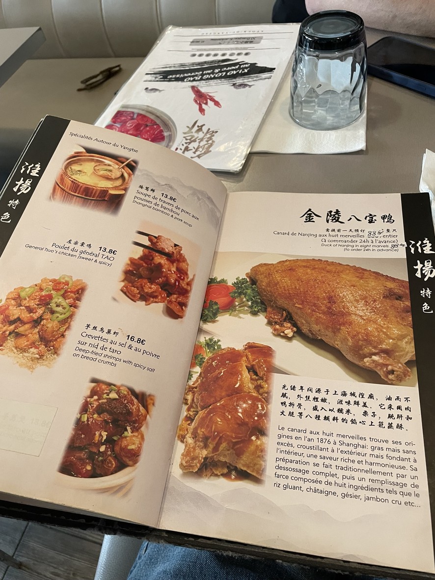 Autour du Yangtse menu 2