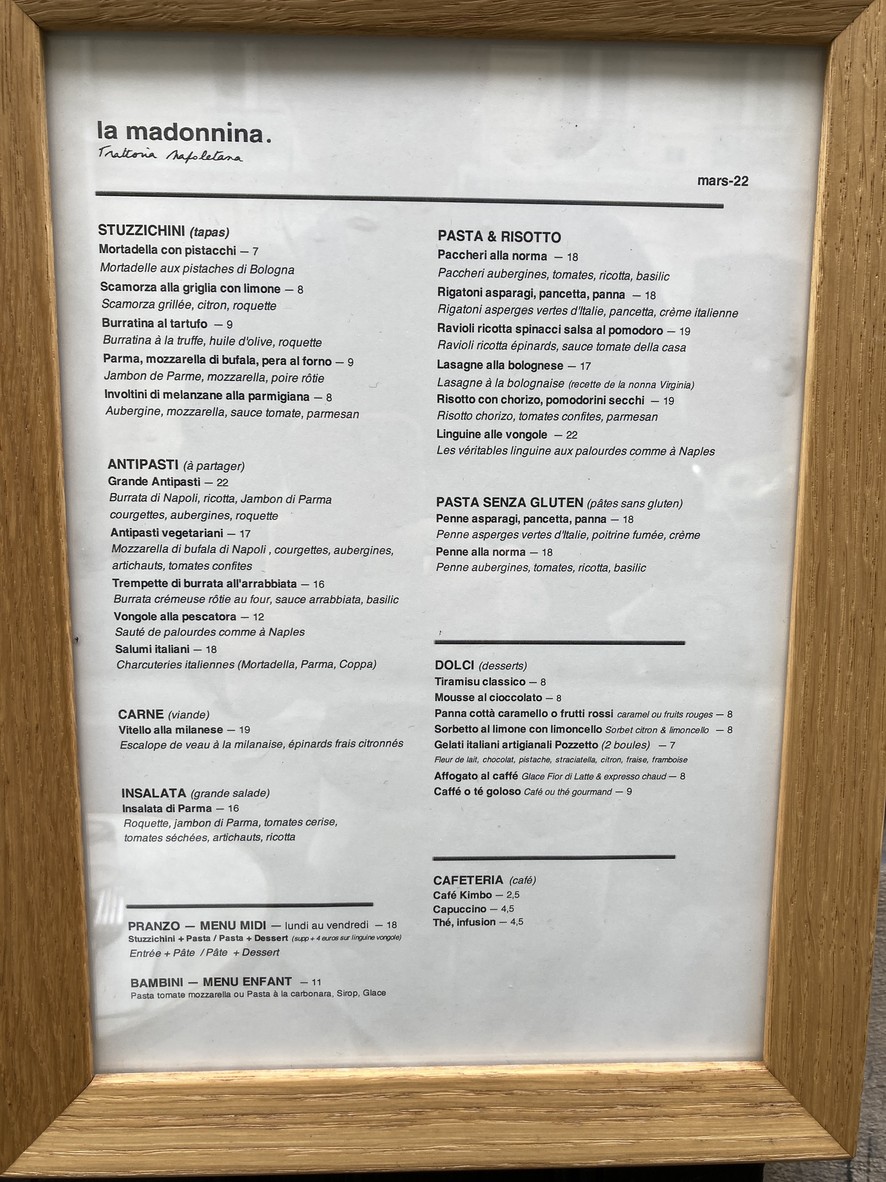 La Madonnina menu 2