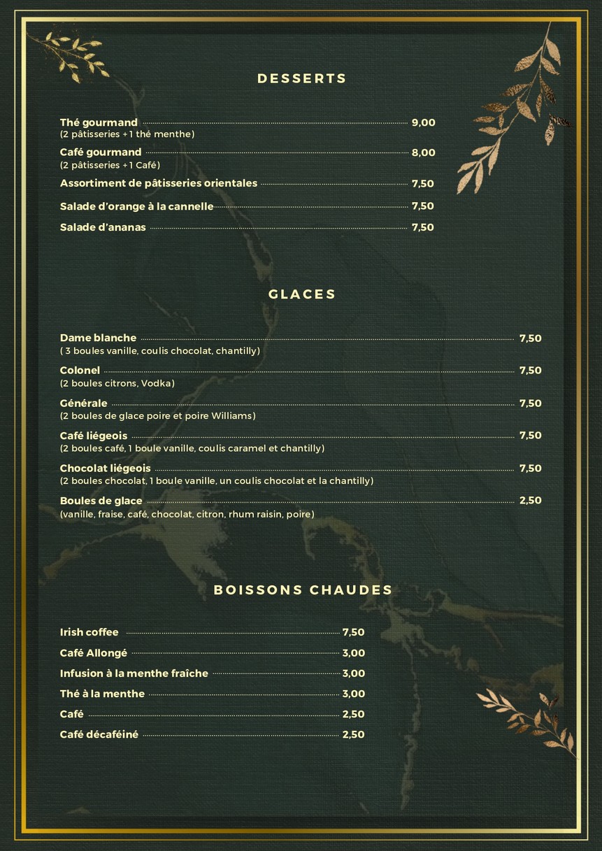 La Tajine d'Or menu 3