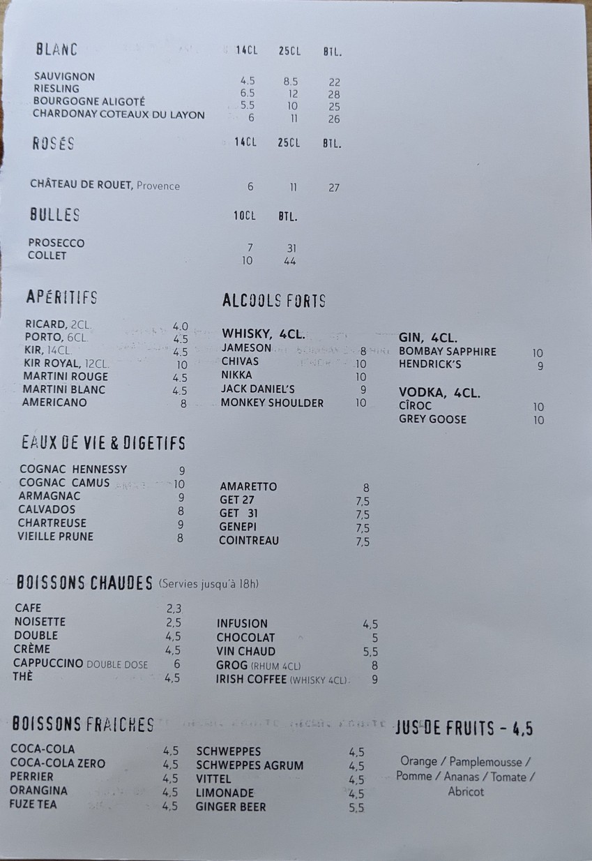 Le presque bout du monde menu 5