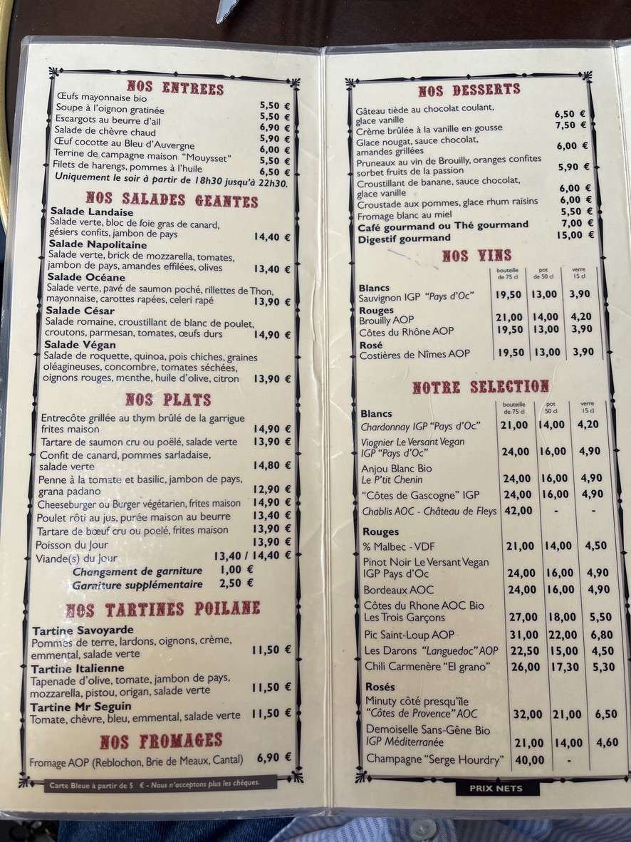 Le Pacha menu 1