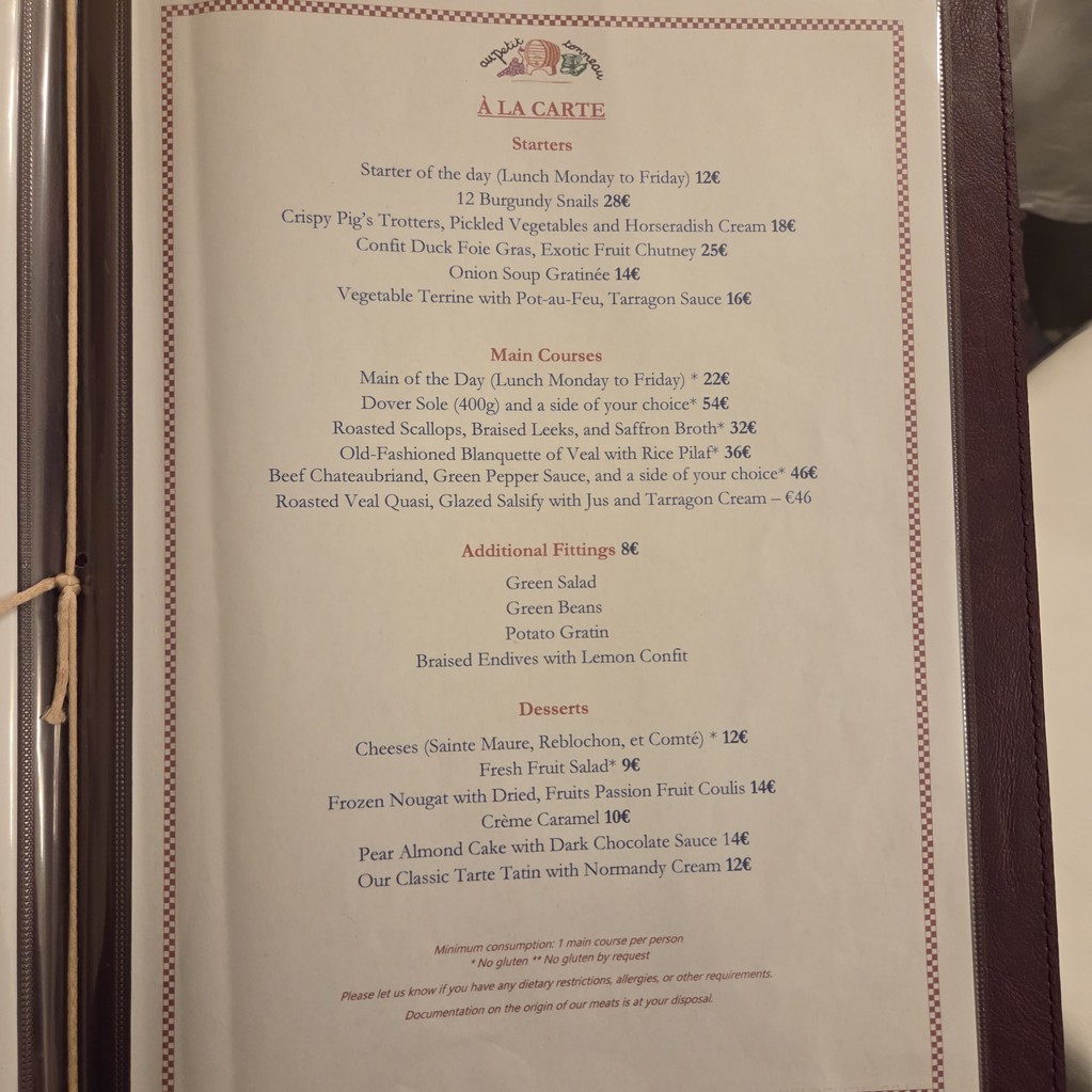 Au Petit Tonneau menu 1