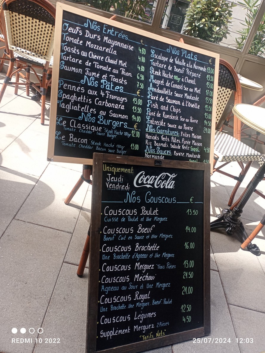 Le Sympathique menu 1