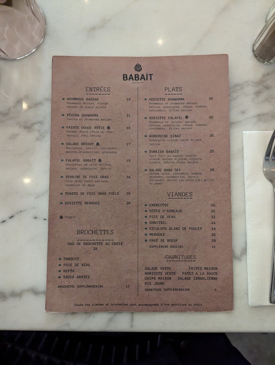 Babaït menu 1