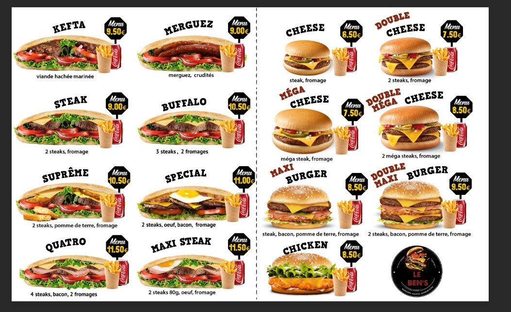 Le Ben's menu 2
