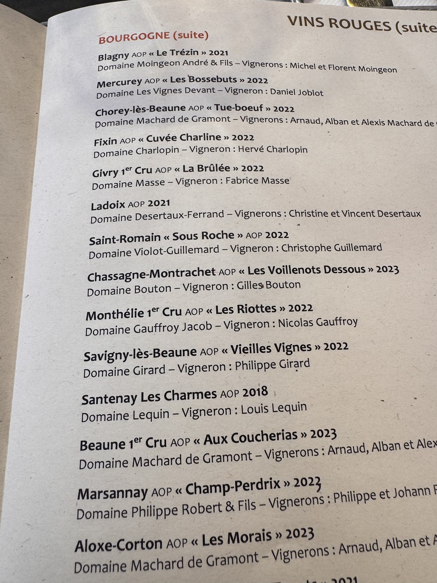 Maison Péret menu 6
