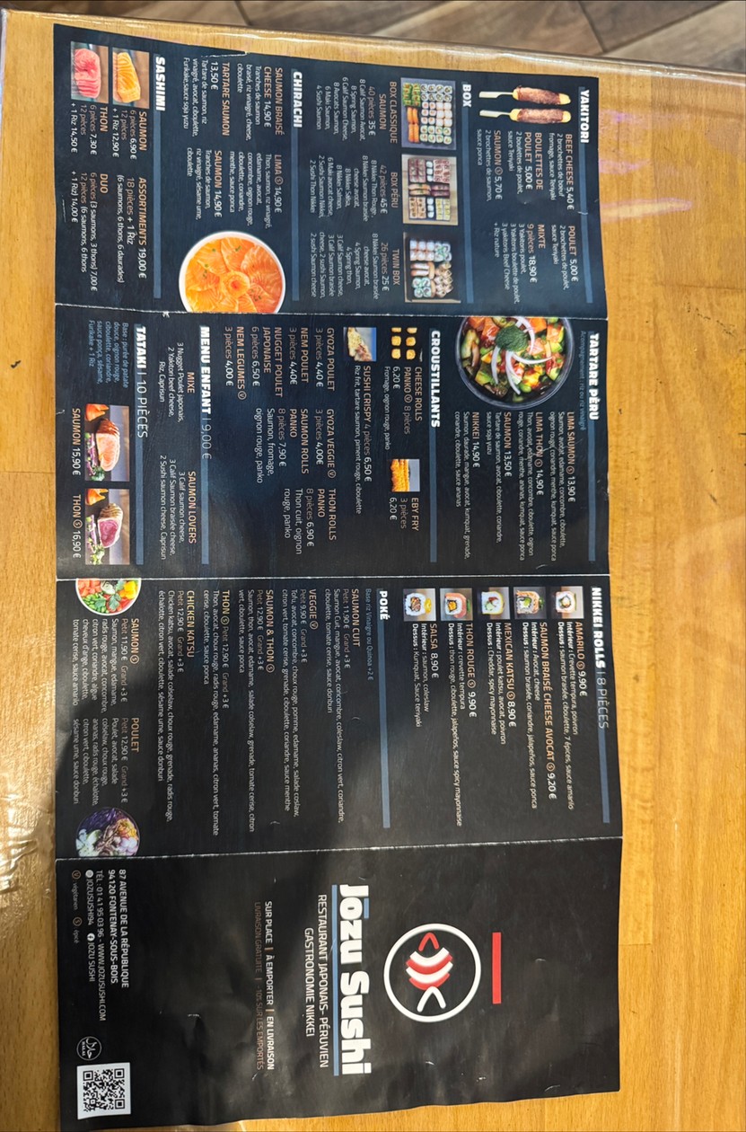 Jōzu Sushi Fontenay sous Bois menu 2