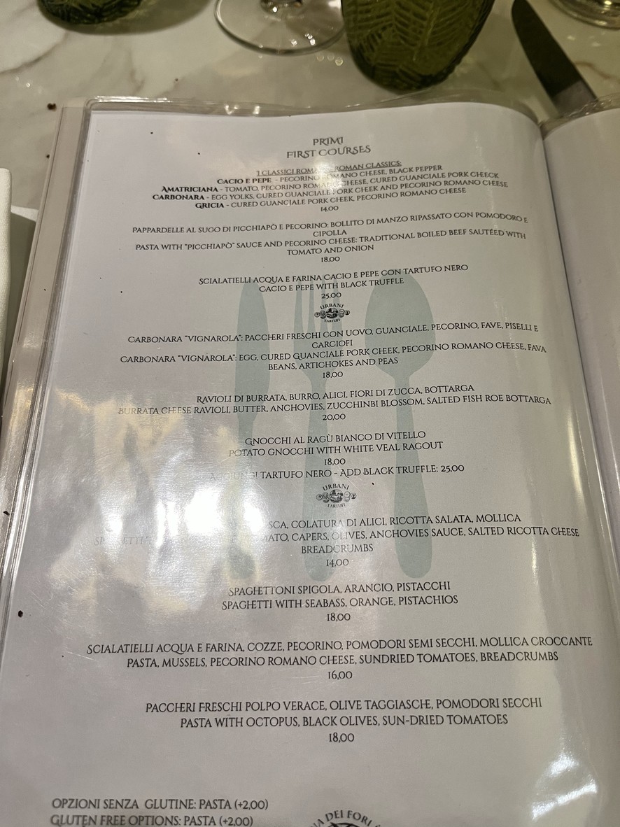La Taverna dei Fori Imperiali menu 2