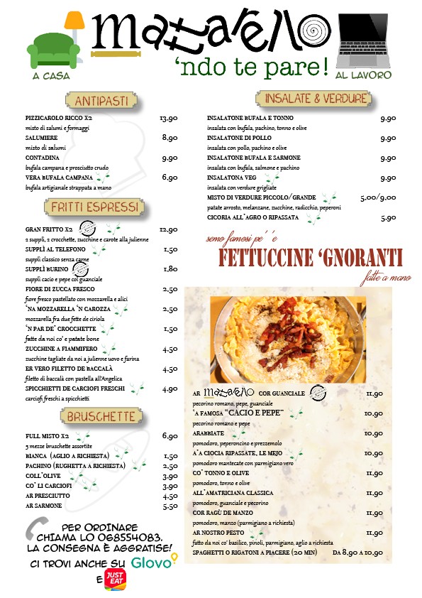Mattarello Parioli menu 1