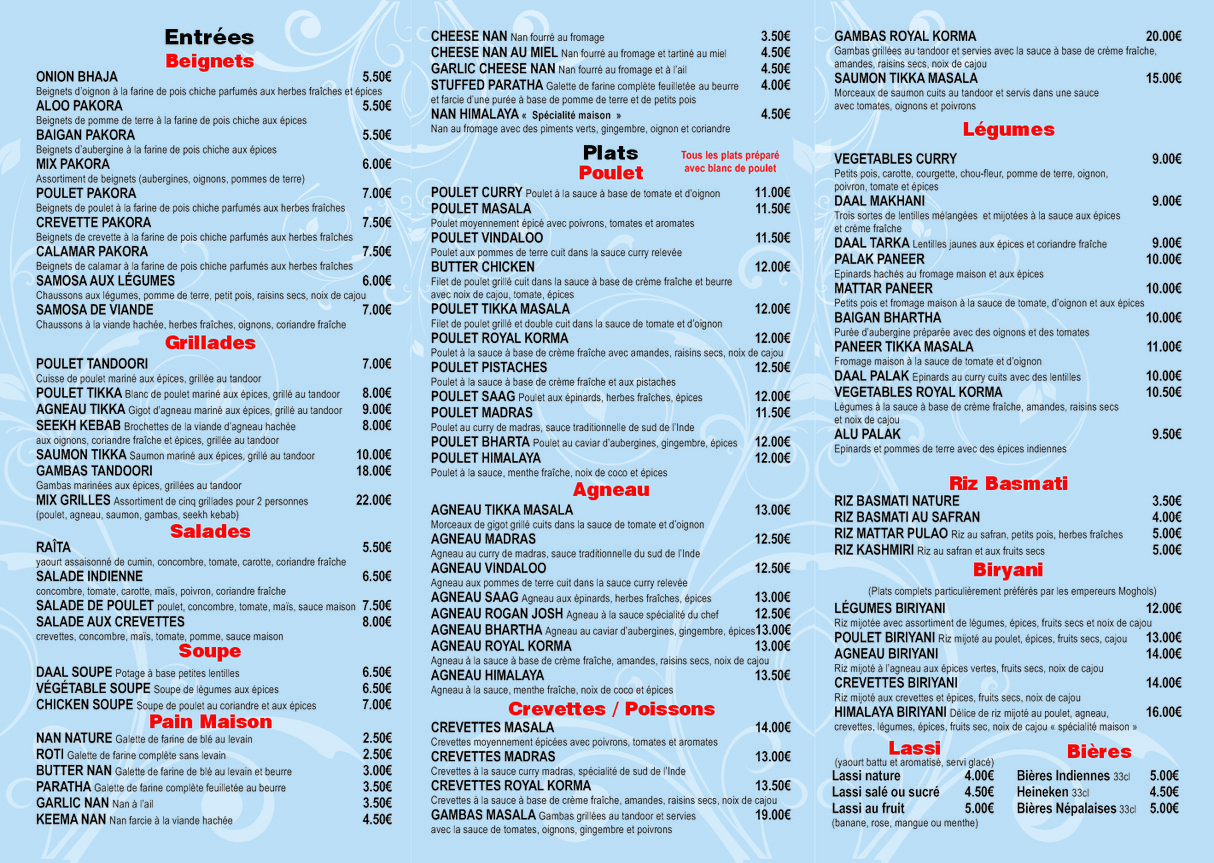 Restaurant Himalaya menu 2