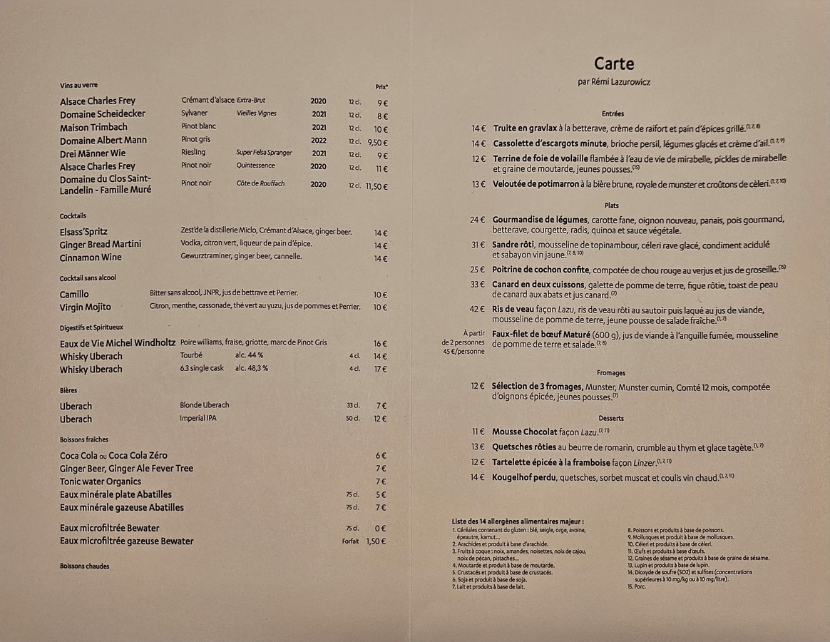 Elsass - Le Restaurant. menu 1