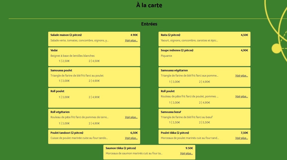RAASA Indian street food menu 1