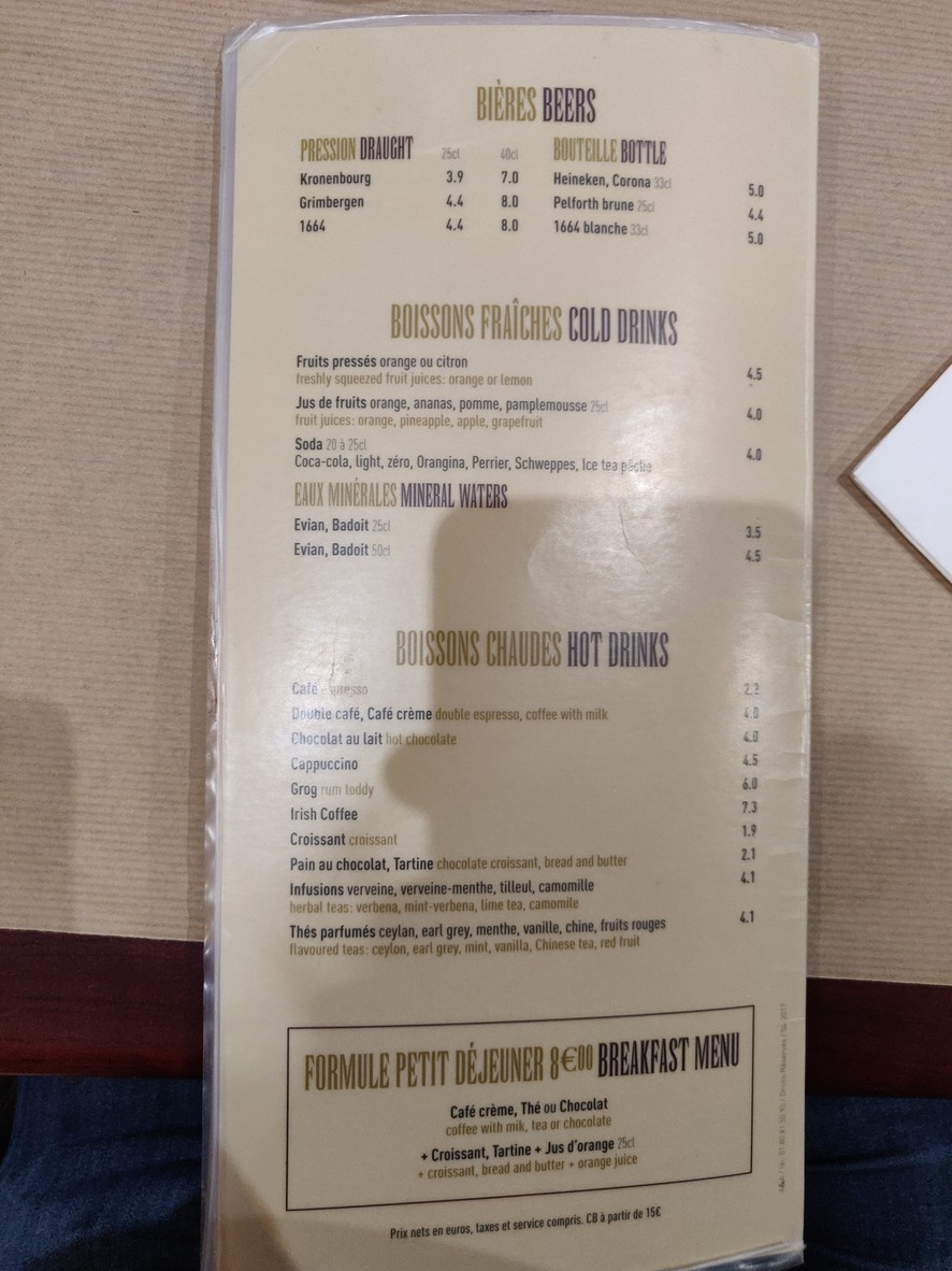 Les Ursulines menu 4
