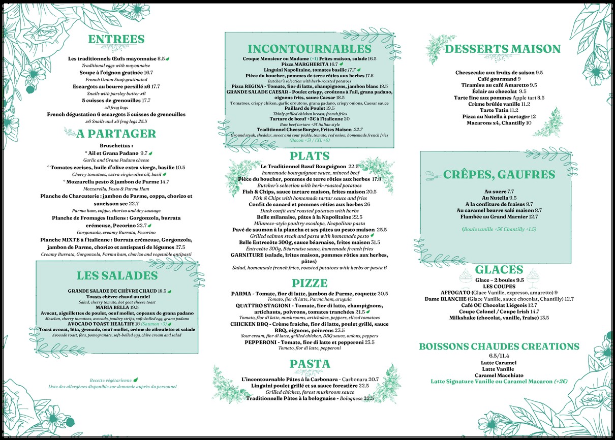 Le Soleil d'Or menu 2