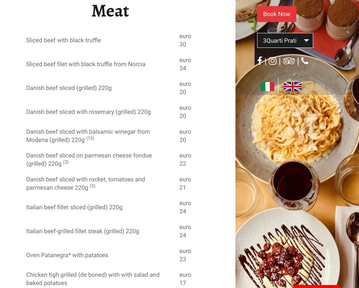 3 Quarti Restaurant menu 3