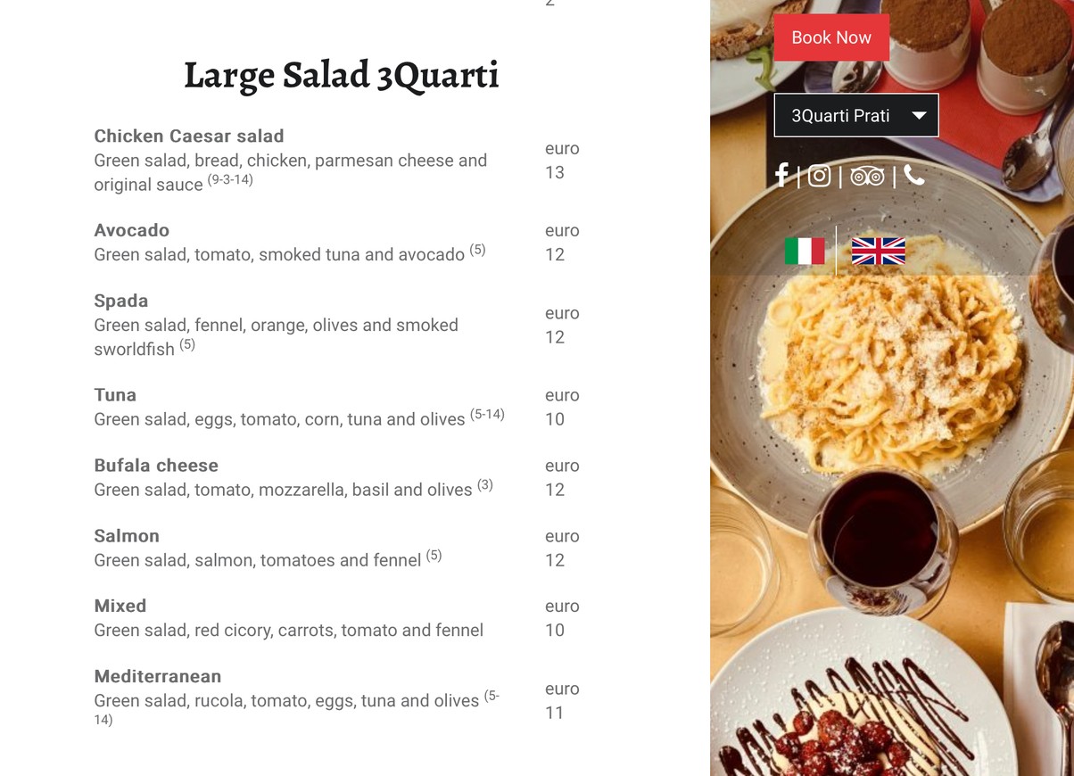 3 Quarti Restaurant menu 5