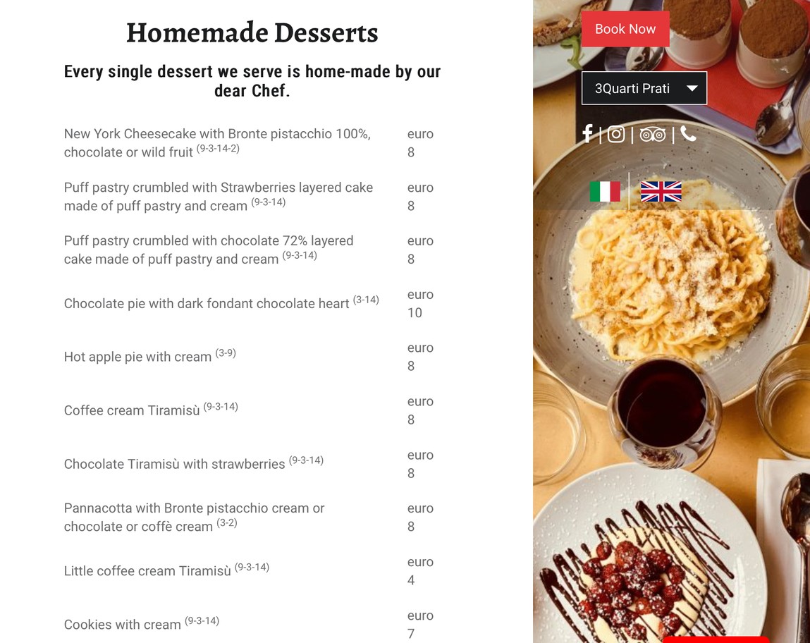 3 Quarti Restaurant menu 6