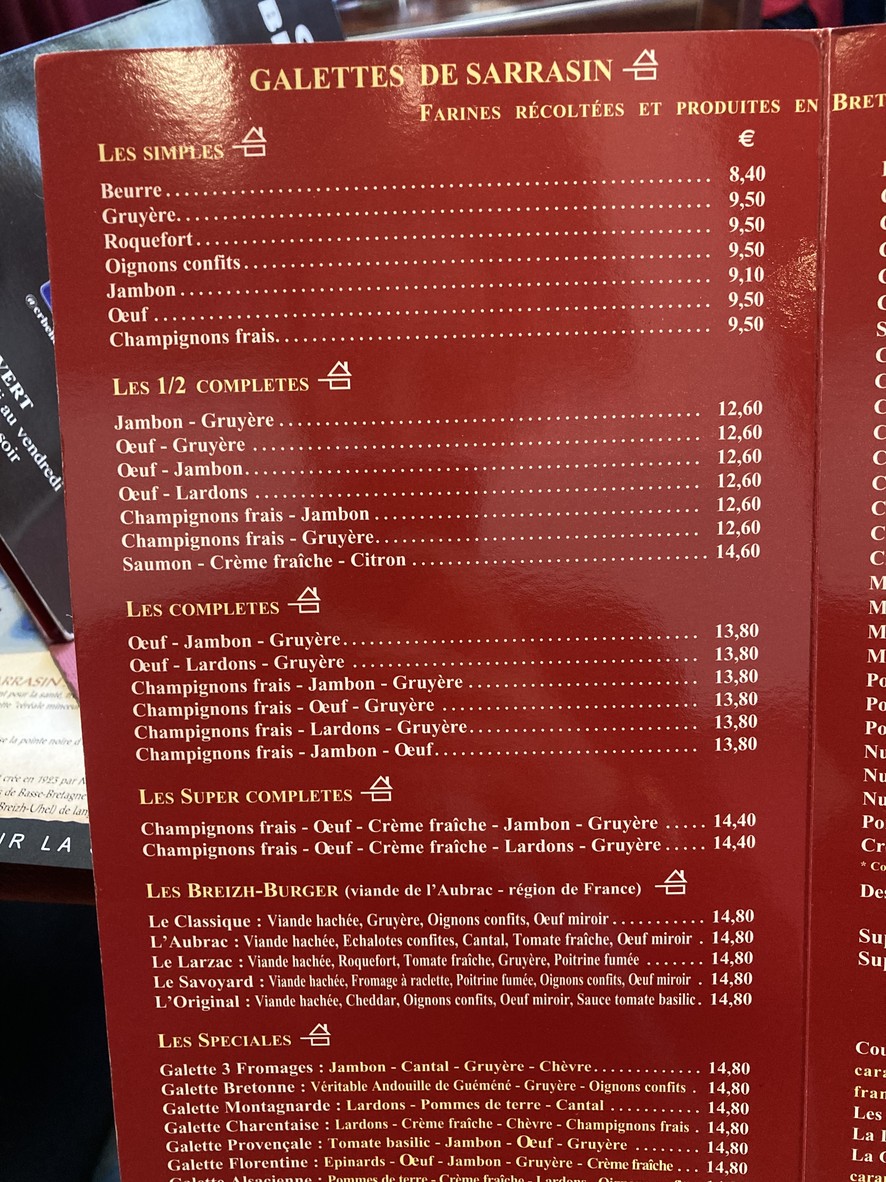 Belle Isle menu 1