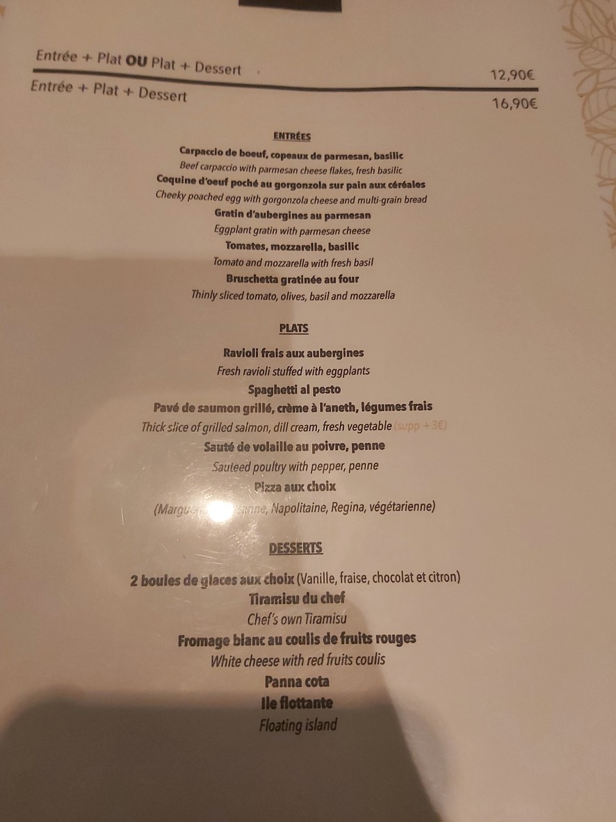 Le Paradiso Restaurant & Pizzeria menu 1