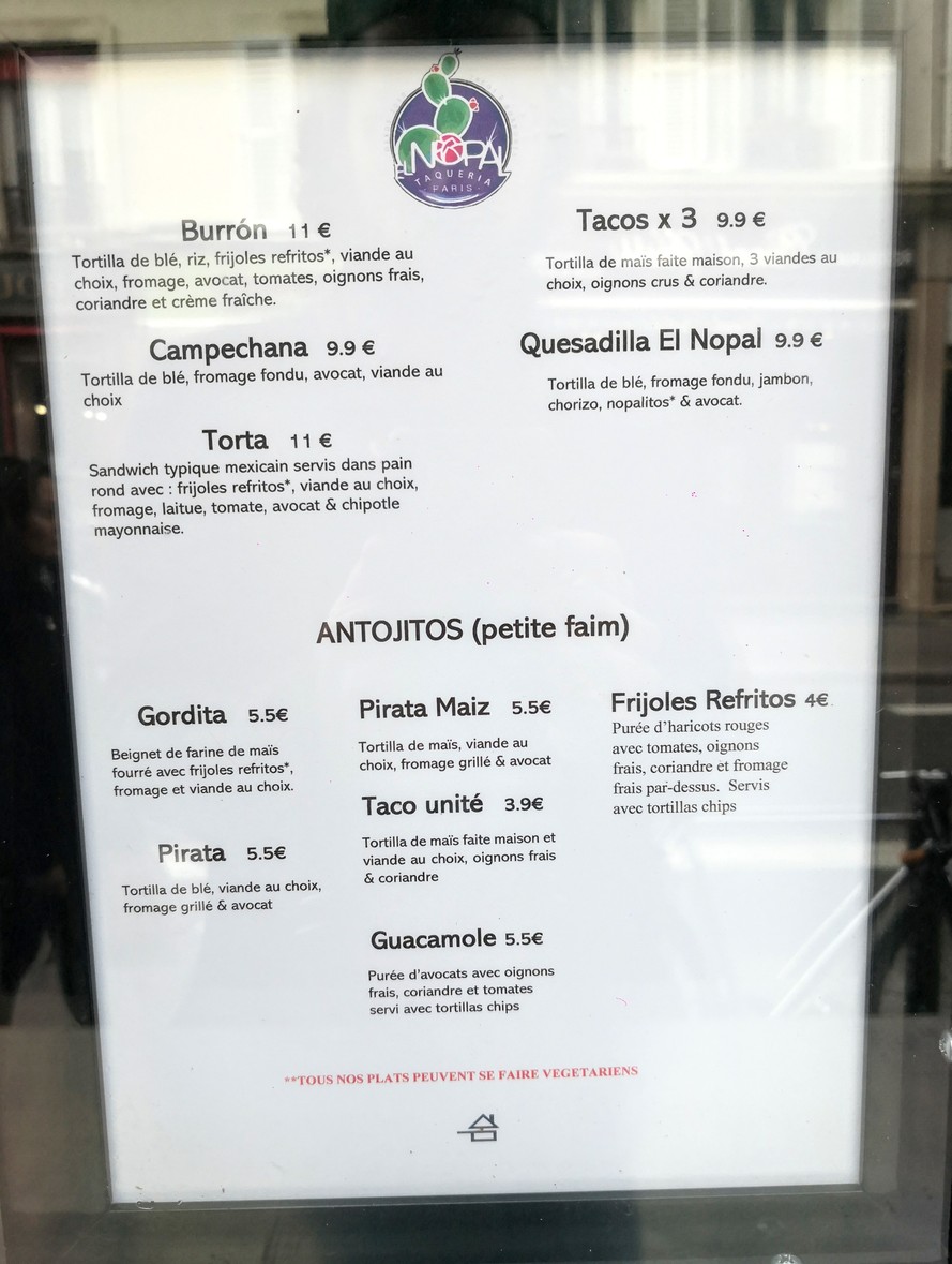 El Nopal menu 2