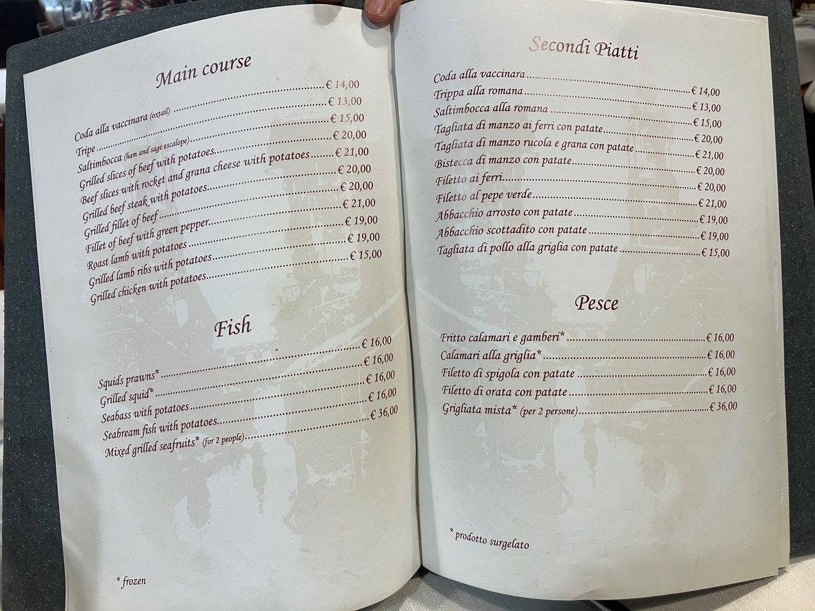 Da Romolo alla Mole Adriana menu 2