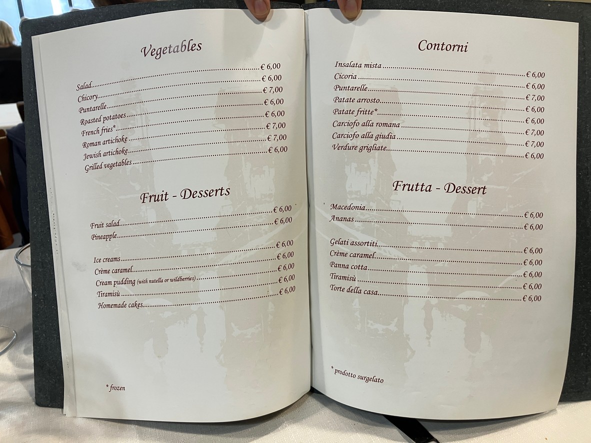 Da Romolo alla Mole Adriana menu 4