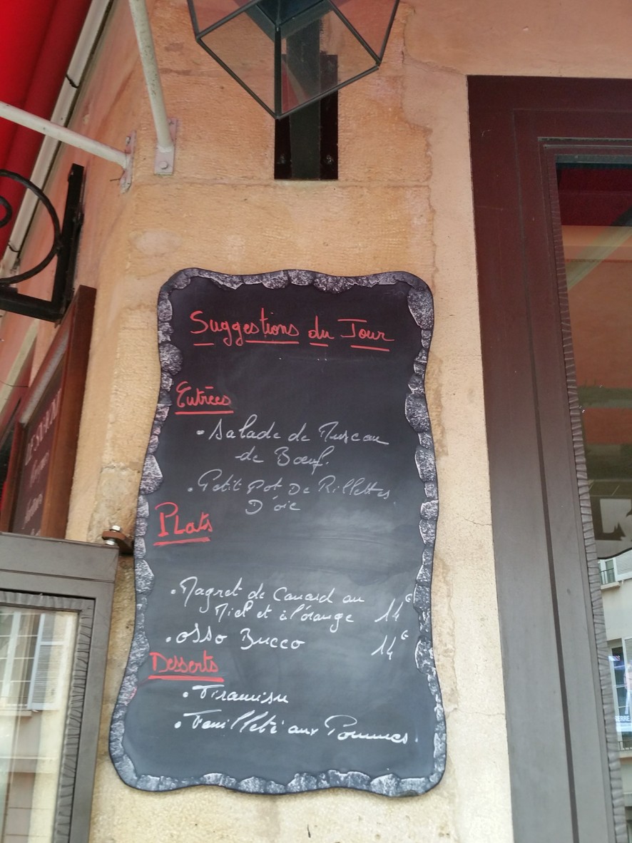 Le Descartes menu 1