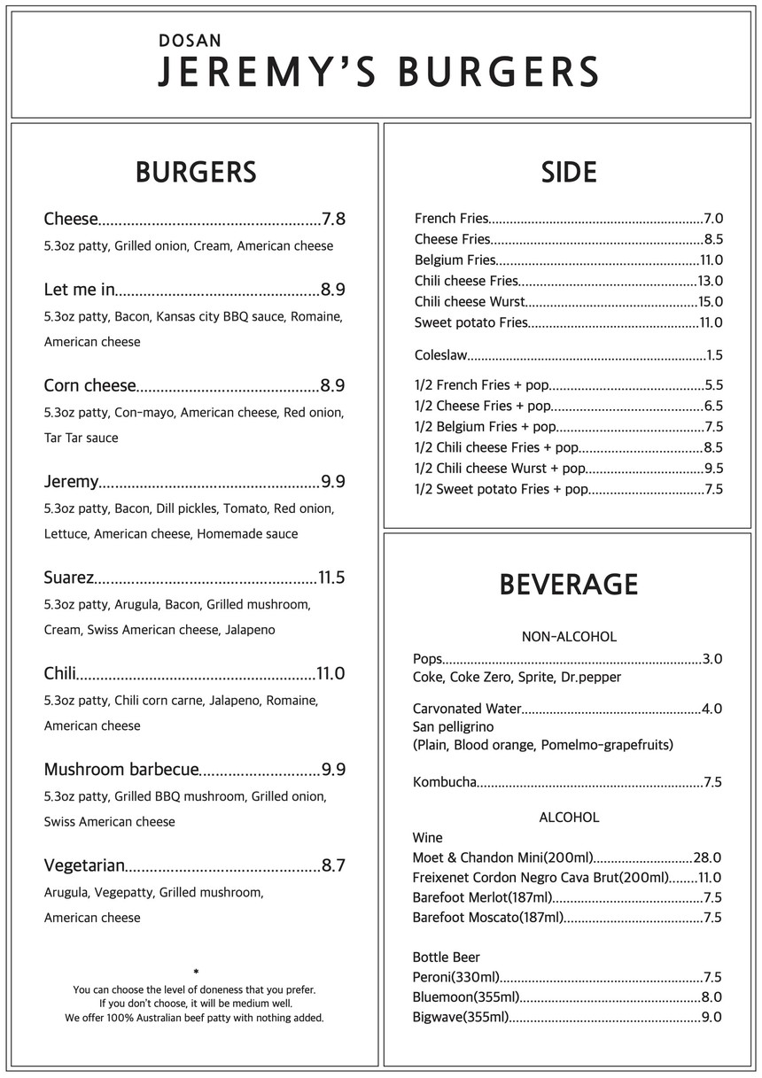 Hamburguesas Jeremy menu 1