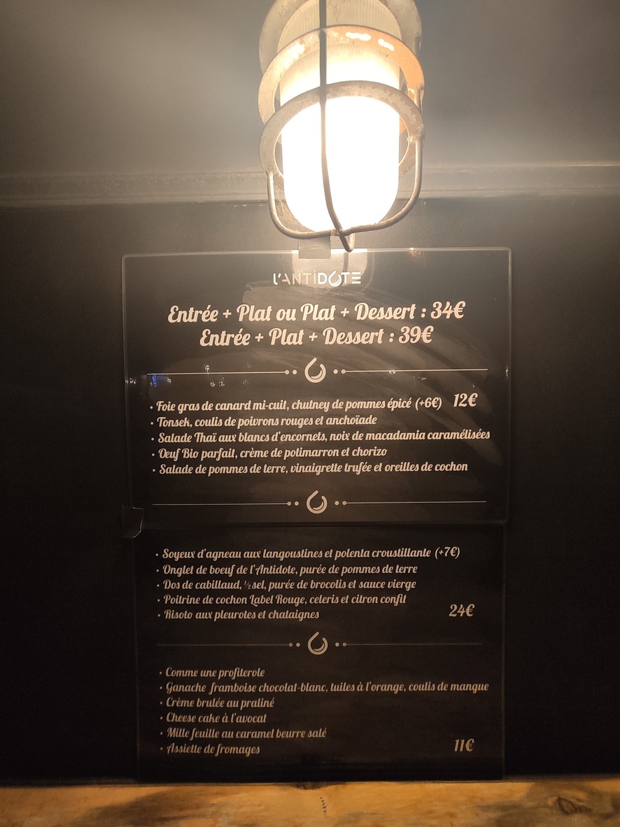 L'Antidote menu 1
