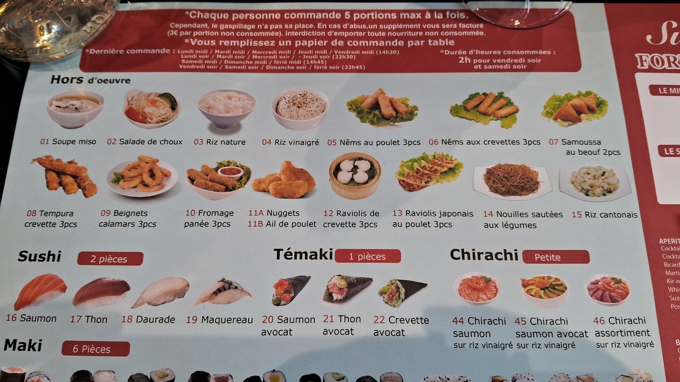 Sushi Chérie menu 2