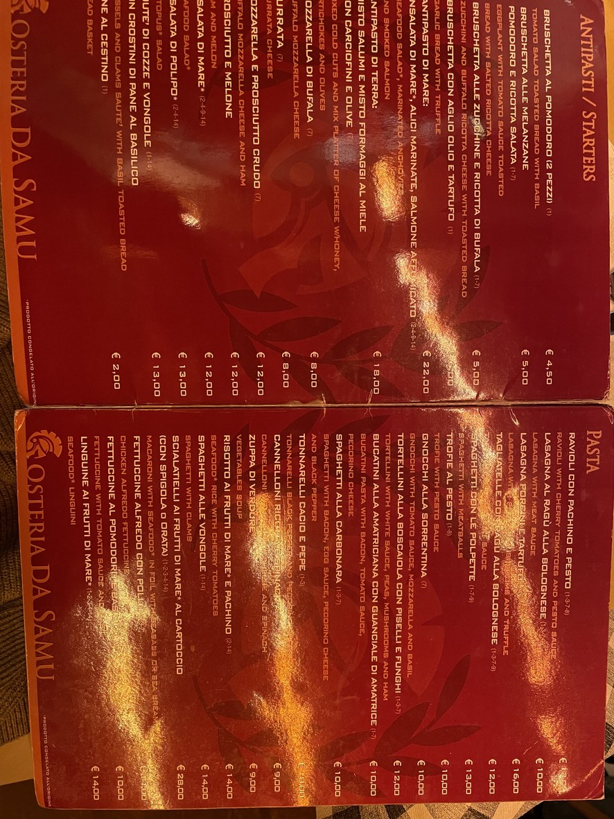 OSTERIA DA SAMU menu 2