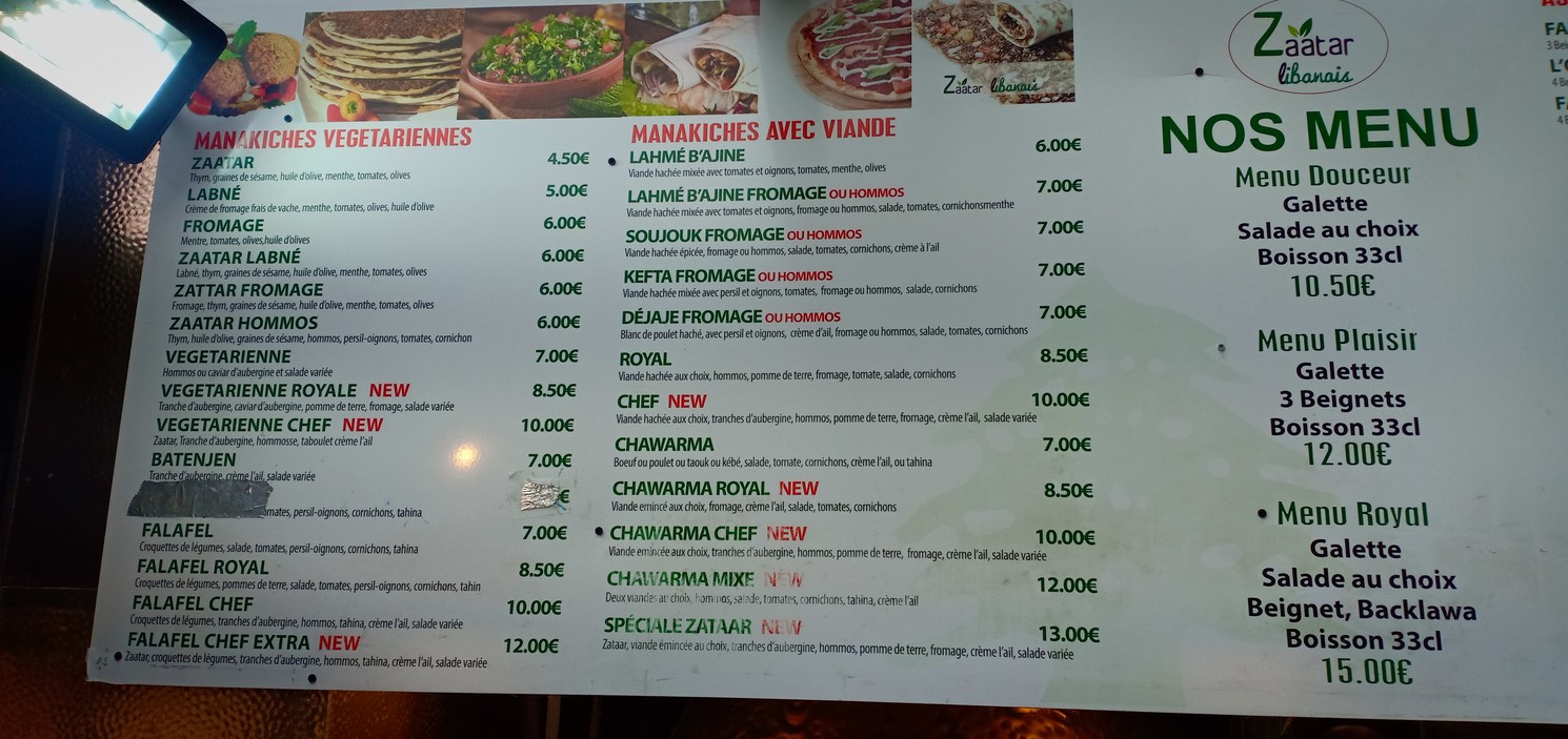 Zaatar libanais menu 2