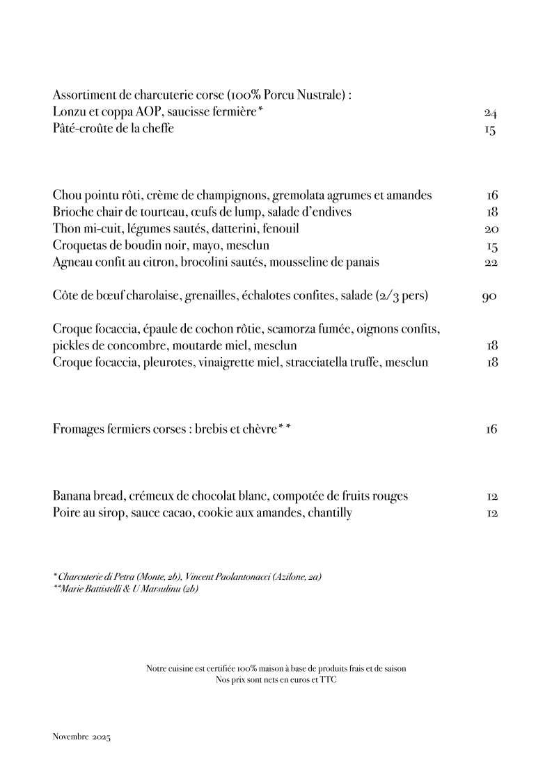 À La Main Le Comptoir menu 1