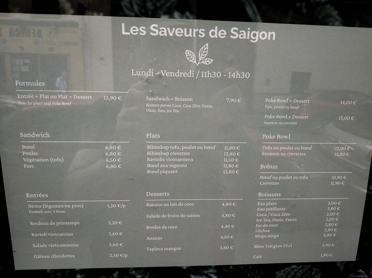 Les Saveurs de Saigon menu 1