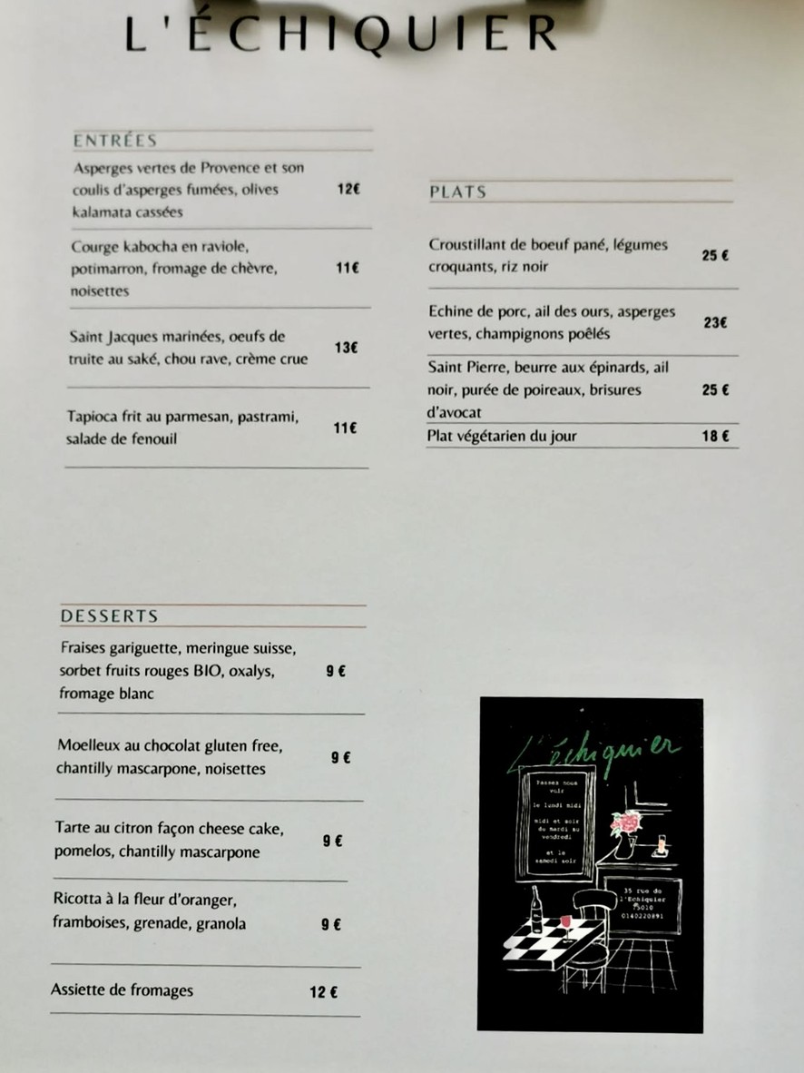 L'Échiquier menu 1