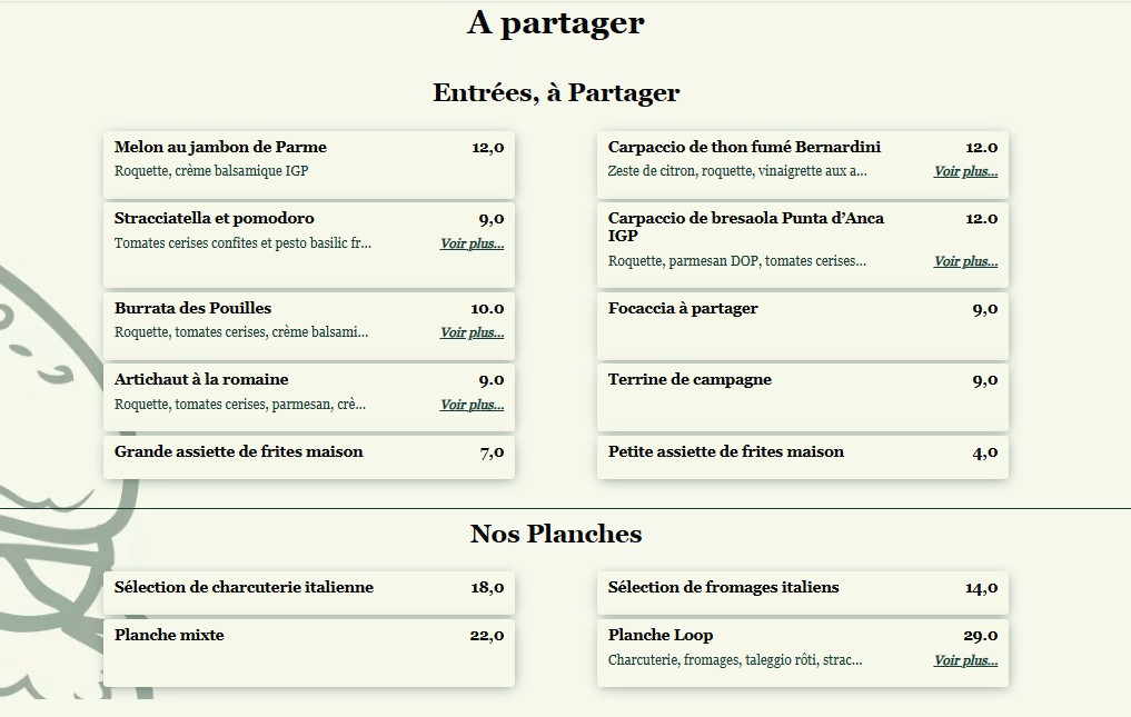 Le Loop menu 1
