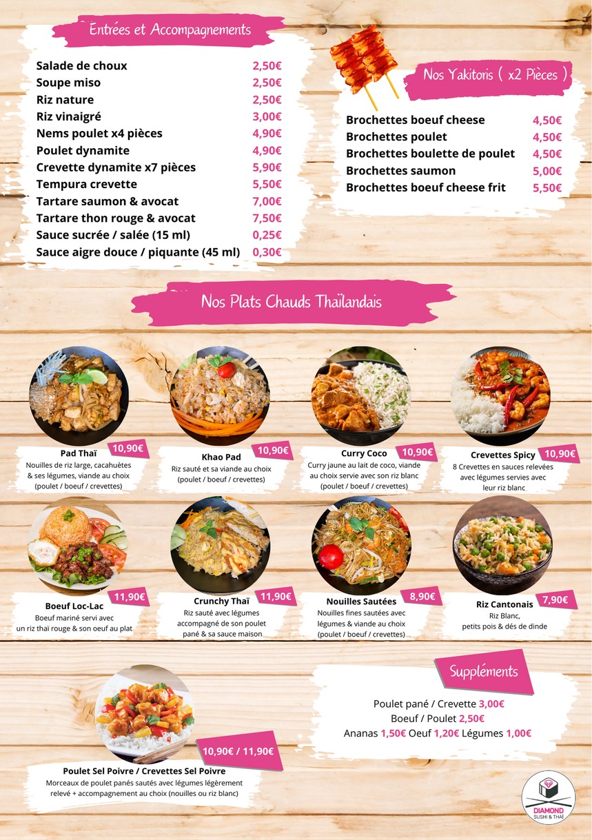 DIAMOND SUSHI & THAÏ menu 2