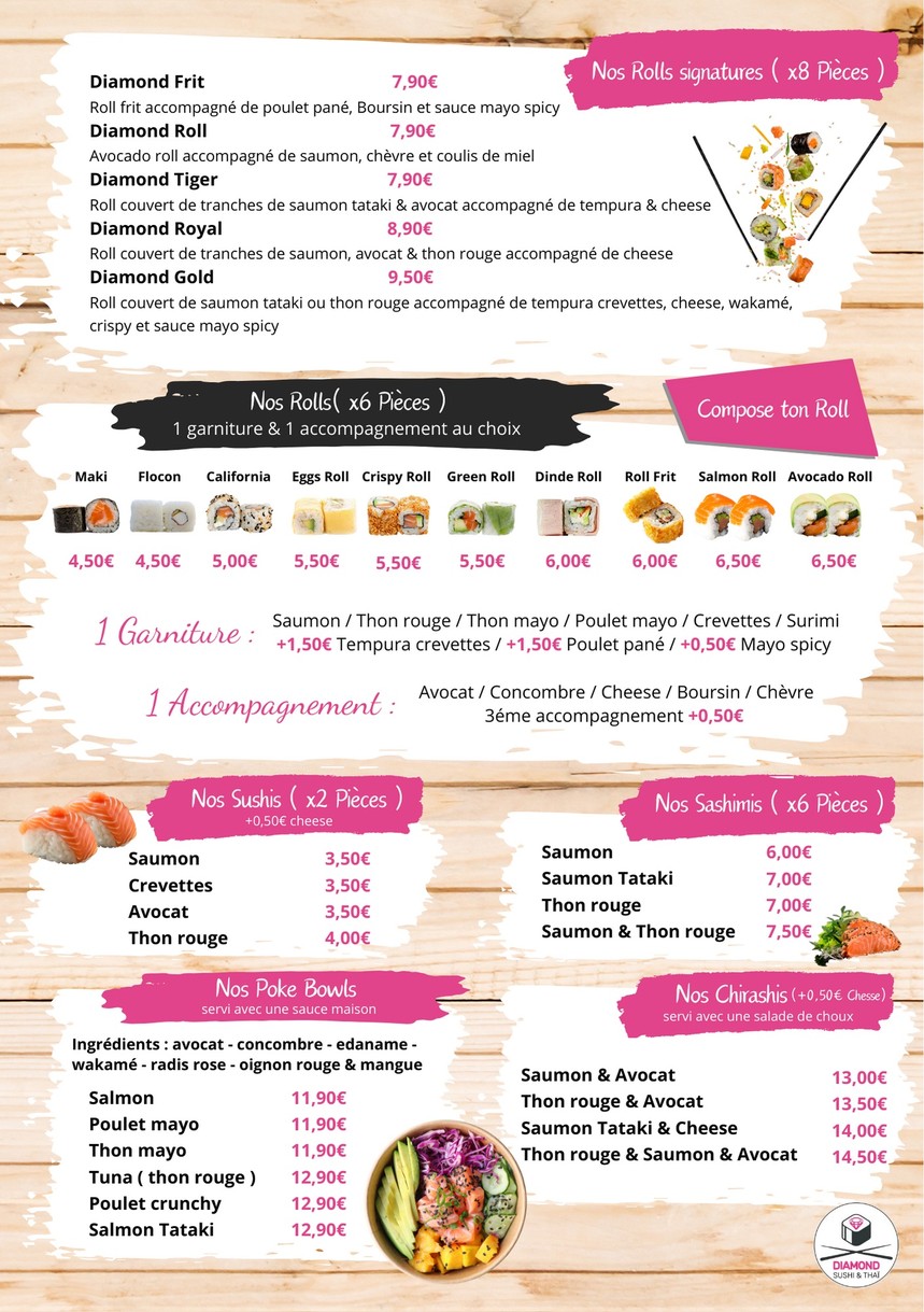 DIAMOND SUSHI & THAÏ menu 3