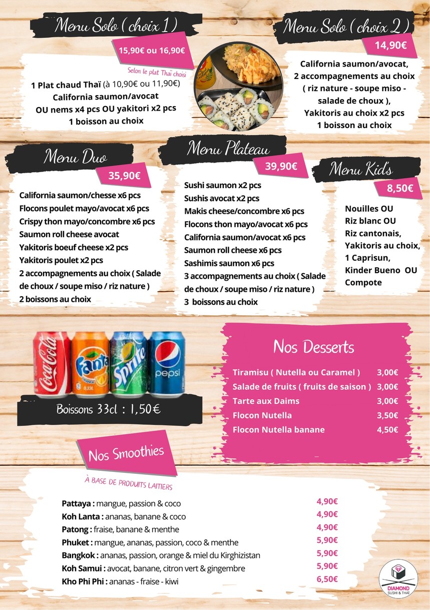 DIAMOND SUSHI & THAÏ menu 4